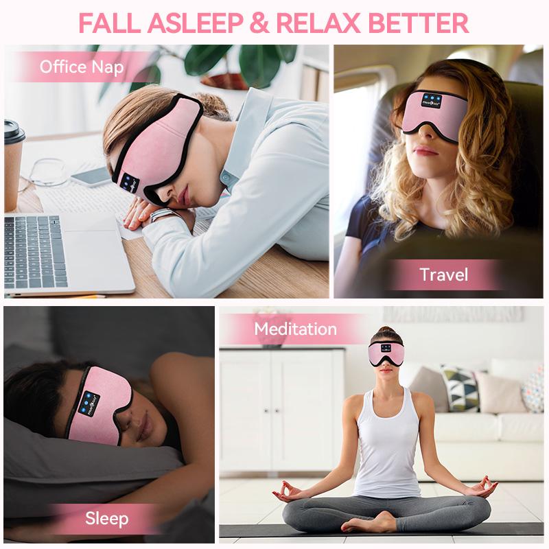 MUSICOZY Sleep Headphones, Bluetooth 5.4 eye mask, ergonomic design, noise reduction, light blocking, comfortable, suitable for side sleepers and those with sleep disorders
