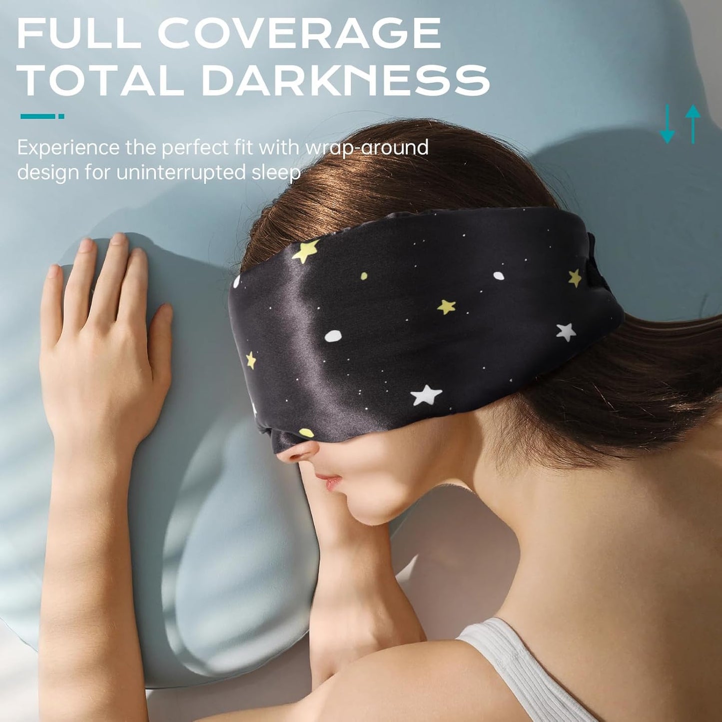 MUSICOZY Silk Sleep Mask for Women Men, Ultra-Soft Mulberry Silk Eye Mask with Adjustable Velcro Strap, Breathable Sleep Mask for Total Darkness, Perfect for Travel, Naps & Nighttime Rest