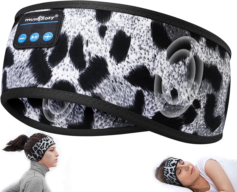 MUSICOZY Sleep Headphones Bluetooth 5.4 Headband, Sports Wireless Earphones Sweat Resistant Earbuds Sleeping Headphone with Ultra-Thin HD Stereo Speaker for Workout Running Cool Gadgets Unique Gifts
