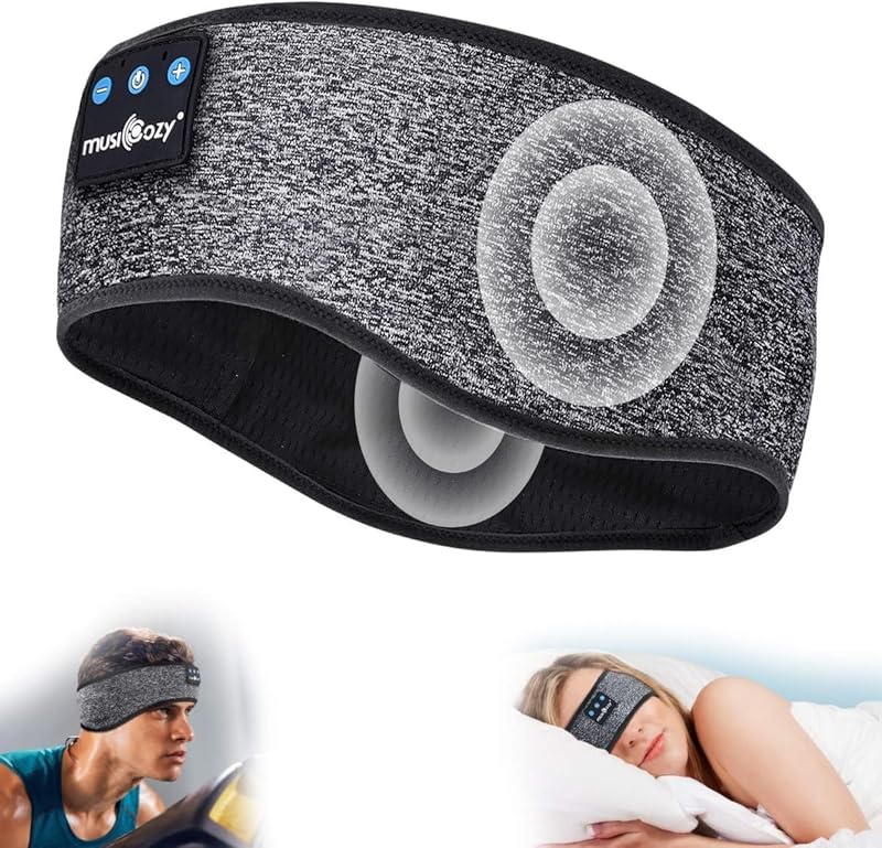 MUSICOZY Sleep Headphones Bluetooth 5.4 Headband, Sports Wireless Earphones Sweat Resistant Earbuds Sleeping Headphone with Ultra-Thin HD Stereo Speaker for Workout Running Cool Gadgets Unique Gifts