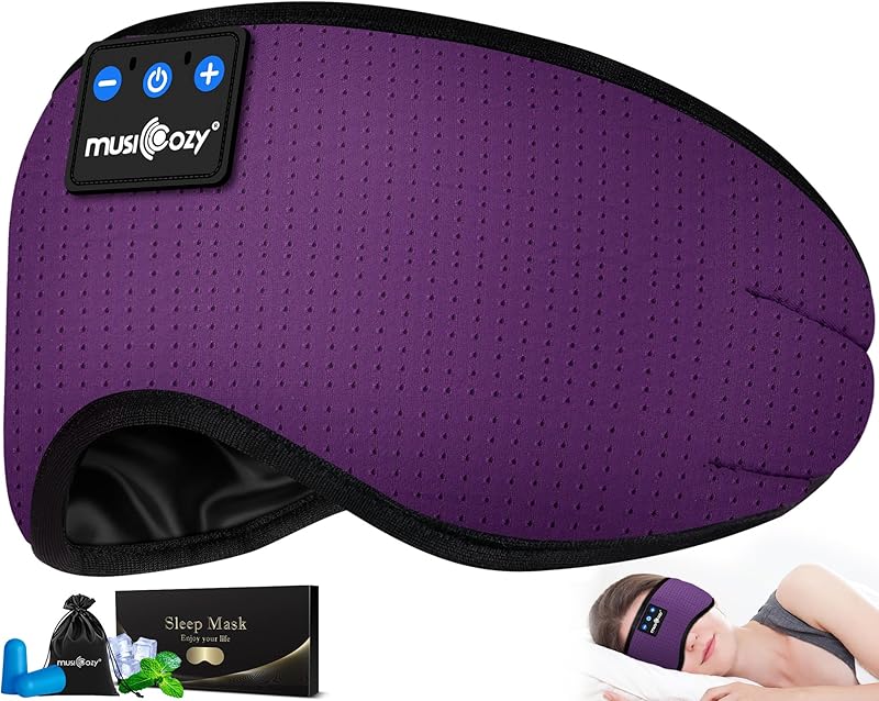 MUSICOZY Sleep Headphones Bluetooth 5.4 Headband Sleeping Eye Mask for Mom Women Men Wireless Music Earbuds Earphones for Side Sleepers Built-in HD Speakers Cool Gadgets Unique Gifts