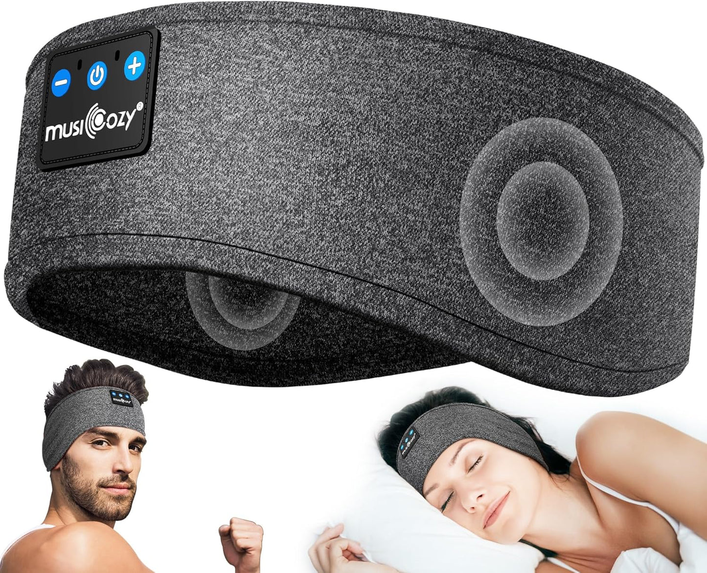 MUSICOZY Sleep Headphones Bluetooth 5.4 Headband, Sports Wireless Earphones Sweat Resistant Earbuds Sleeping Headphone with Ultra-Thin HD Stereo Speaker for Workout Running Cool Gadgets Unique Gifts