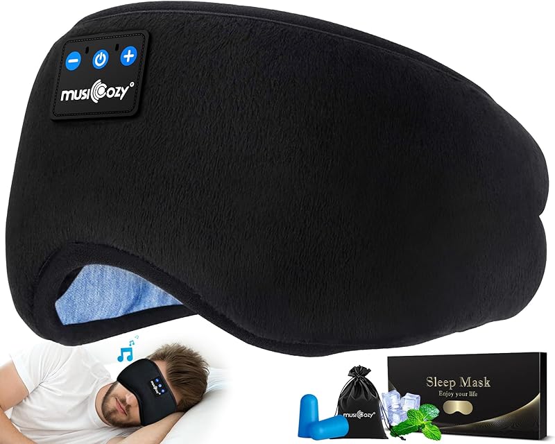 MUSICOZY Sleep Headphones Breathable Bluetooth 5.4 Headband 3D Sleeping Headphones, Wireless Eye Mask Earbuds Earphones for Side Sleeper Office Air Travel Cool Tech Gadgets Unique Gifts