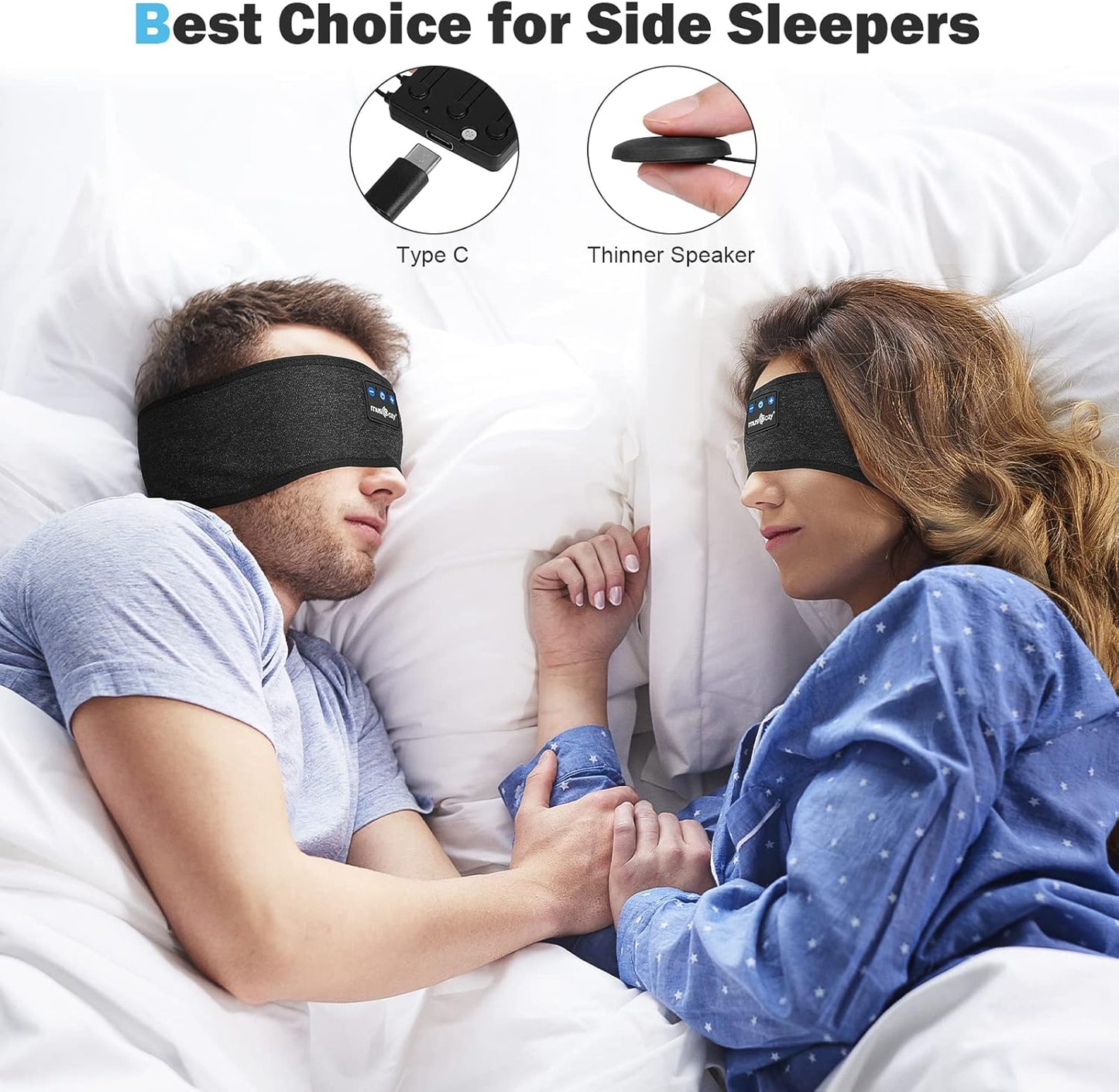 MUSICOZY Sleep Headphones Bluetooth Headband, Wireless Headband Headphones Sleeping Earbuds Ideal Christmas Unique Gifts for Men Women Girl Boys for Yoga Travel Cool Tech Gadgets