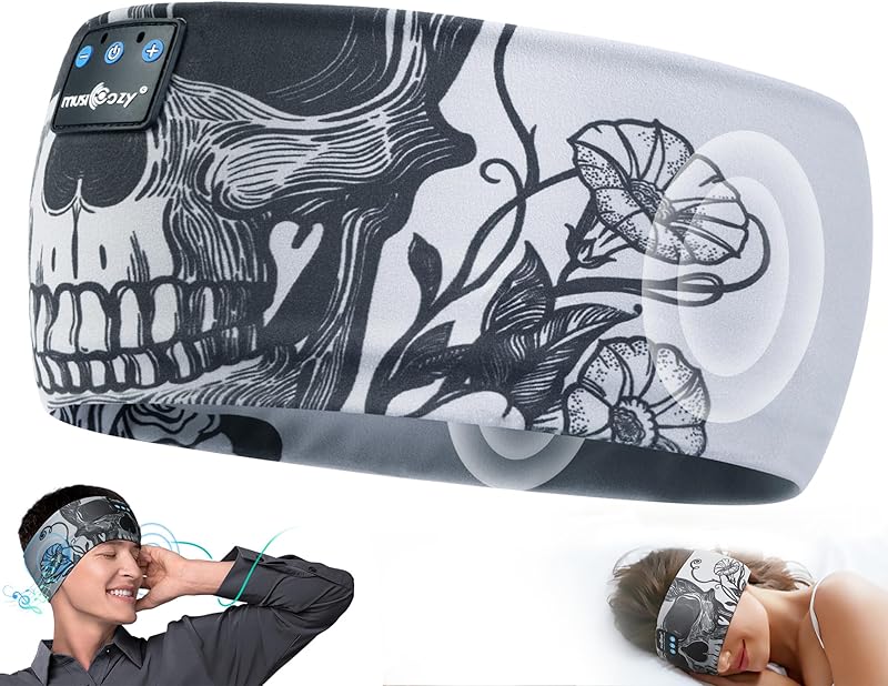 MUSICOZY Sleep Headphones Bluetooth 5.4 Headband, Wireless Music Sleeping Eye Mask Earbuds Earphones for Sports Workout Running Travel Yoga Office Cool Gadgets Unique for Mom Women