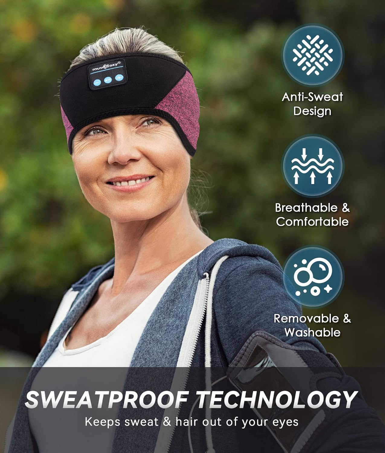 MUSICOZY Bluetooth 5.4 Sleep Headphones Headband, Wireless Music Earphones with Sleep Eye Mask, Cool Tech Gadgets for Women, Mom, Sports, Workout, Running, Unique Gifts