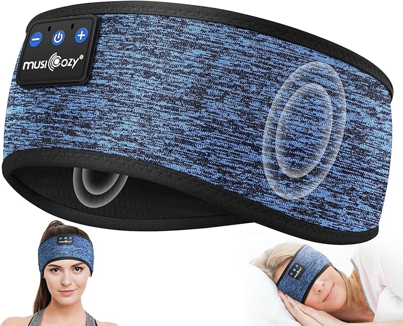 MUSICOZY Sleep Headphones Bluetooth 5.4 Headband, Sports Wireless Earphones Sweat Resistant Earbuds Sleeping Headphone with Ultra-Thin HD Stereo Speaker for Workout Running Cool Gadgets Unique Gifts