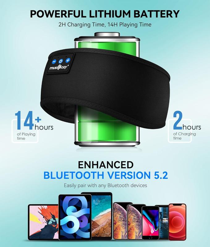 Sleep Headphones Bluetooth Headband, Sports Wireless Earphones, Ultra-Thin HD Stereo Speaker for Workout Running Earphones for Sleeping, Running, Yoga, Christmas Gifts for Men, Women, Teens