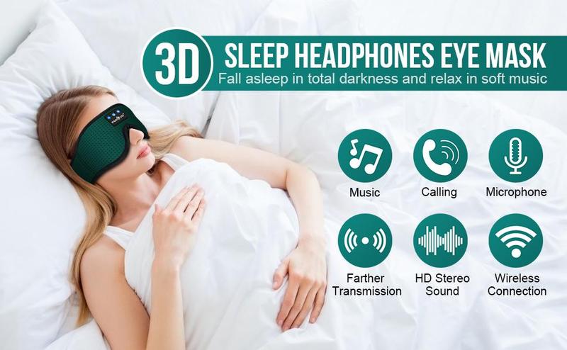 Sleep Headphones Breathable Bluetooth Headband 3D Sleeping Headphones, Stereo Wireless Music Eye Mask Sleep for Side Sleeper Women