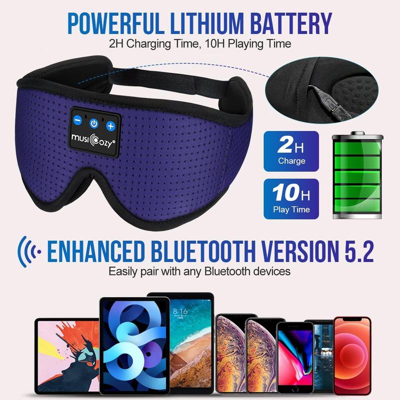 3D Eyemask Bluetooth Sleep Mask Breathable Headset,Provide 3D Comfort for Side Sleepers,Blackout Sleep Mask for Home,Travel,Christmas Gift