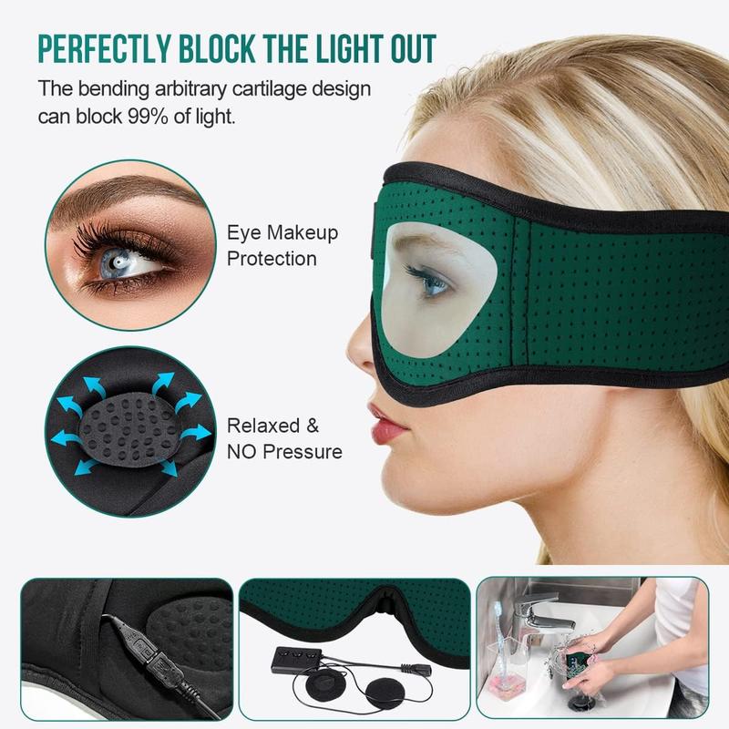 Sleep Headphones Breathable Bluetooth Headband 3D Sleeping Headphones, Stereo Wireless Music Eye Mask Sleep for Side Sleeper Women