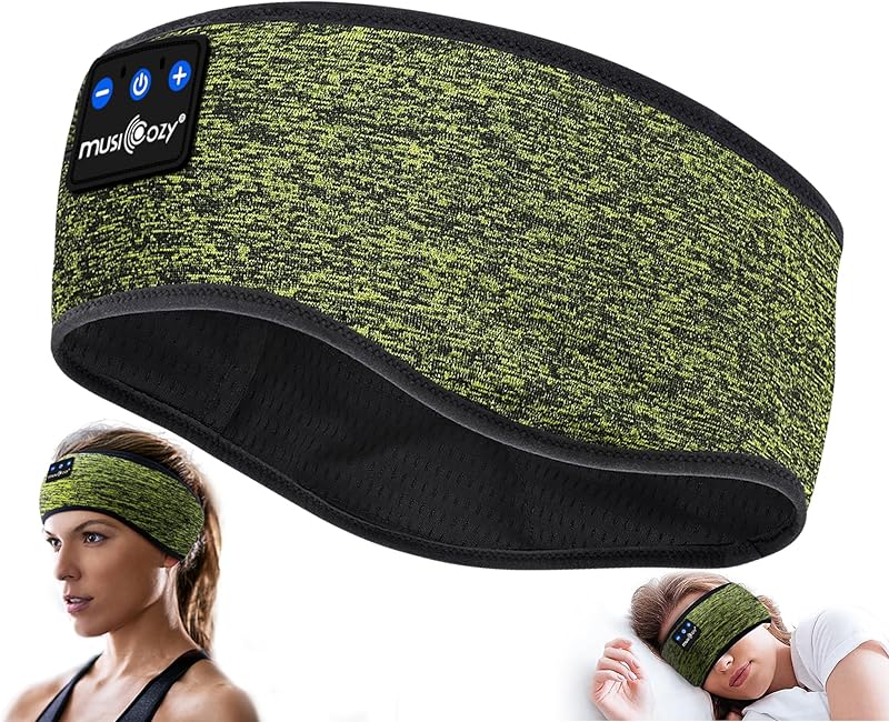 MUSICOZY Sleep Headphones Bluetooth Headband 5.4 Wireless Headband Headphones for Sleeping for Side Sleeper with Ultra-Thin HD Stero Speaker for Workout (Blue Arrow)