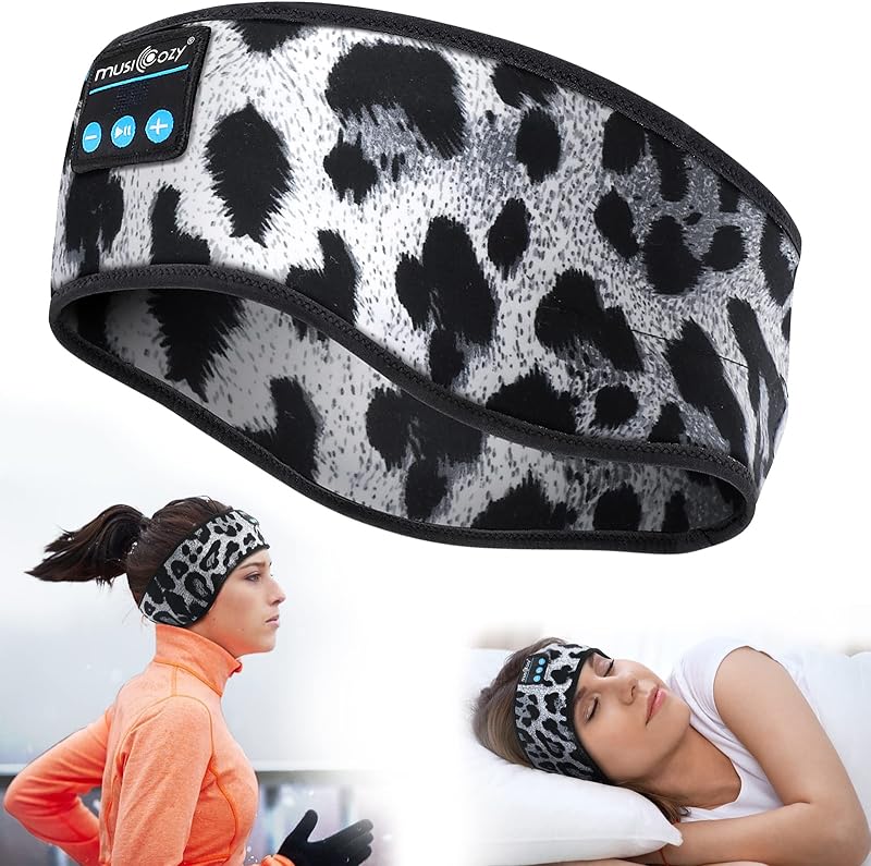 MUSICOZY Bluetooth 5.4 Headband Headphones for Sports and Sleep, Wireless Sleeping Eye Mask Earbuds Earphones for Side Sleepers Workout Running Cool Tech Gadget Unique Gift