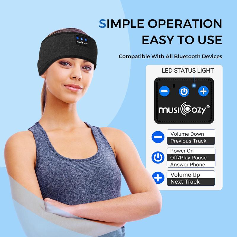 Bluetooth Headband Sports Sleep Headphones, Wireless Music Sleeping Headphones Sleep Eye Mask Earbuds Earphones for Side Sleepers Christmas Gift,Running Insomnia Travel Yoga Office