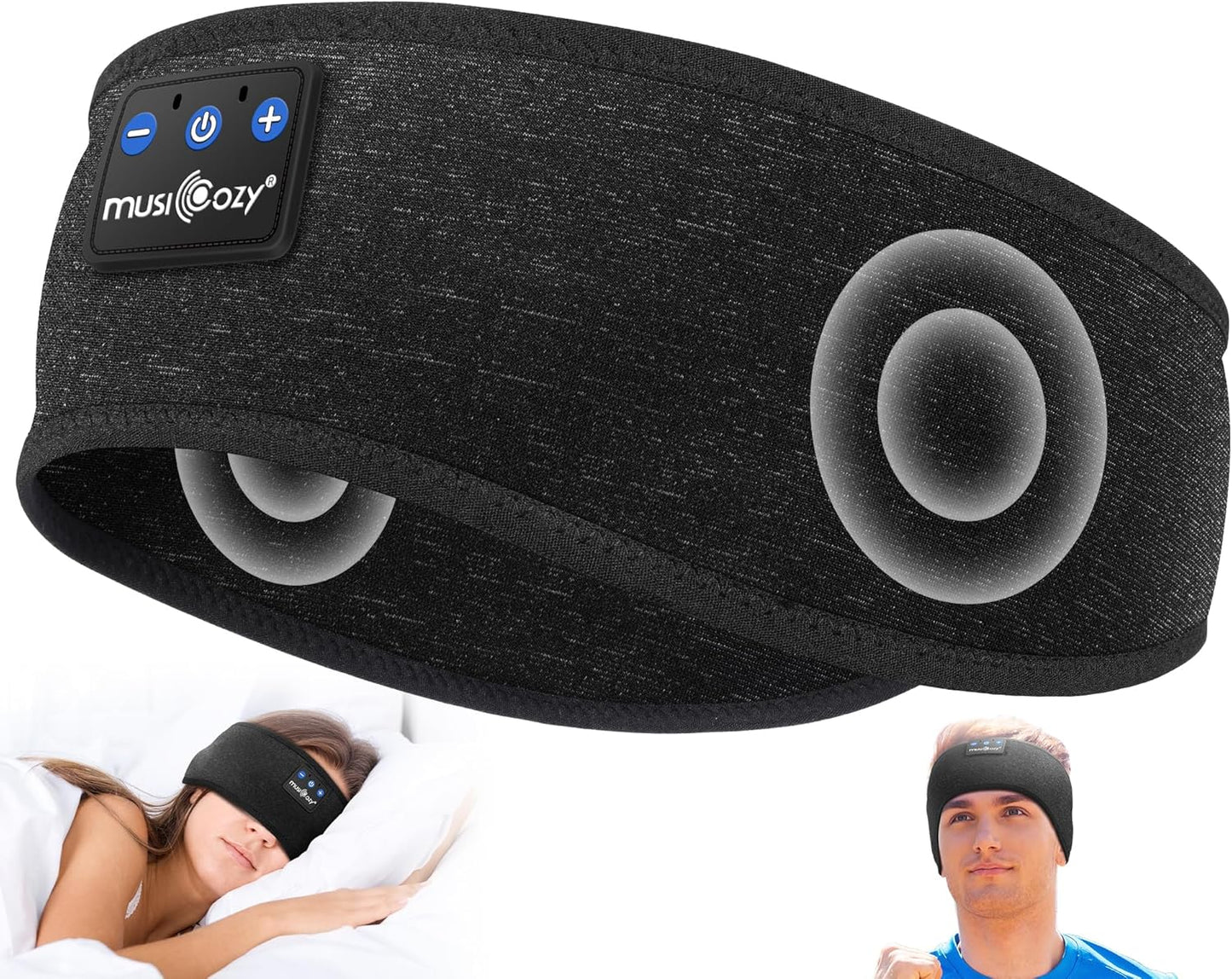 MUSICOZY Sleep Headphones Bluetooth 5.4 Headband, Wireless Earphones Music Sleep Earbuds Sleeping Eye Mask with HD Stereo Speakers for Workout Running Travel Yoga, Ideal Gifts for Women Men