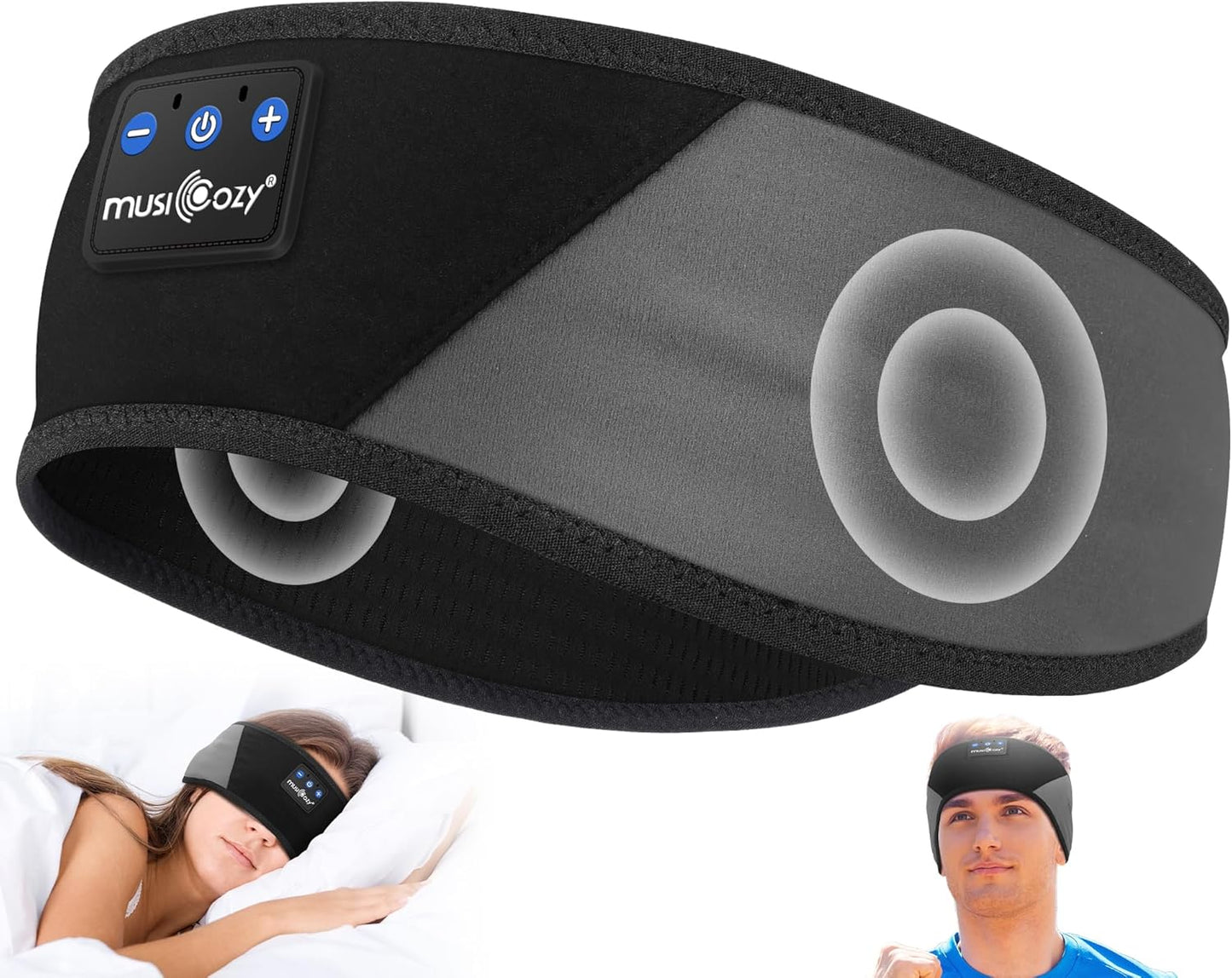 MUSICOZY Sleep Headphones Bluetooth 5.4 Headband, Wireless Earphones Music Sleep Earbuds Sleeping Eye Mask with HD Stereo Speakers for Workout Running Travel Yoga, Ideal Gifts for Women Men