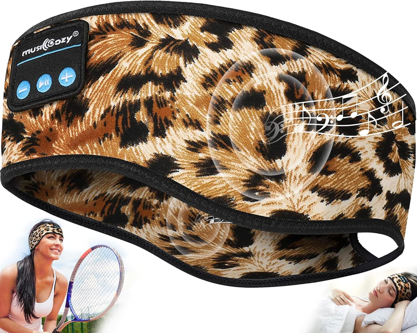 MUSICOZY Sleep Headphones Bluetooth 5.4 Headband, Sports Wireless Earphones Sweat Resistant Earbuds Sleeping Headphone with Ultra-Thin HD Stereo Speaker for Workout Running Cool Gadgets Unique Gifts