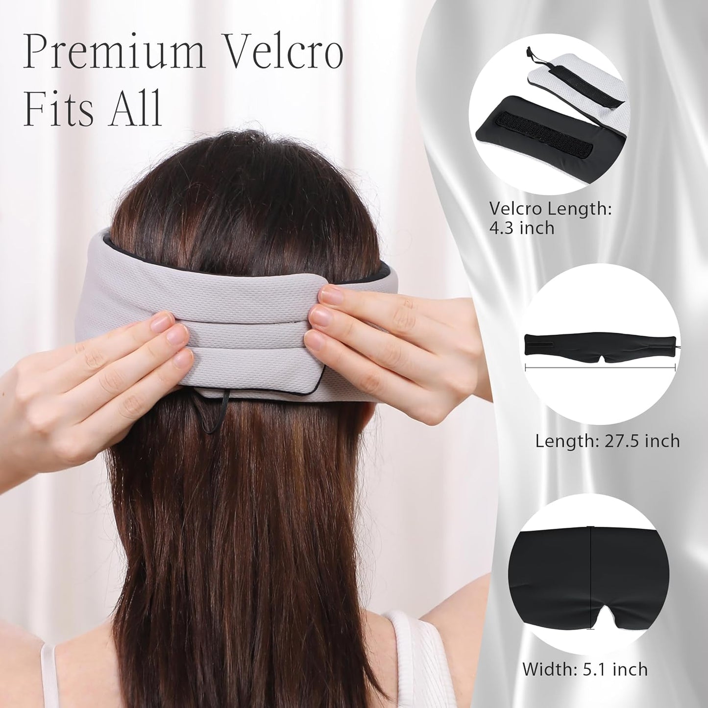 MUSICOZY Ice Silk Sleep Headphones with Bluetooth Mask, Eye Mask for Sleeping in Total Darkness, 5.4 Bluetooth Sleep Mask Sleep Headphones, Soft, Gifts for Men Women (Black)