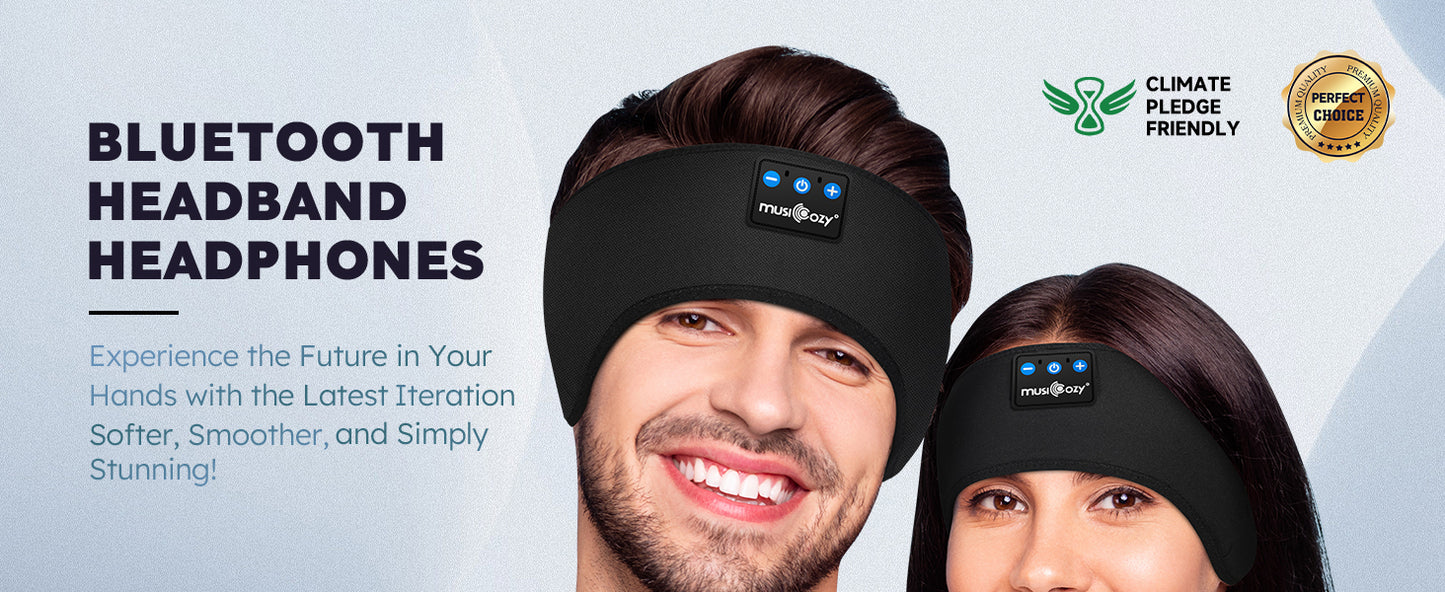 MUSICOZY Sleep Headphones Bluetooth 5.4 Headband, Sports Wireless Earphones Sweat Resistant Earbuds Sleeping Headphone with Ultra-Thin HD Stereo Speaker for Workout Running Cool Gadgets Unique Gifts