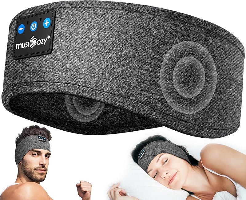 MUSICOZY Sleep Headphones Bluetooth 5.4 Headband, Sports Wireless Earphones Sweat Resistant Earbuds Sleeping Headphone with Ultra-Thin HD Stereo Speaker for Workout Running Cool Gadgets Unique Gifts