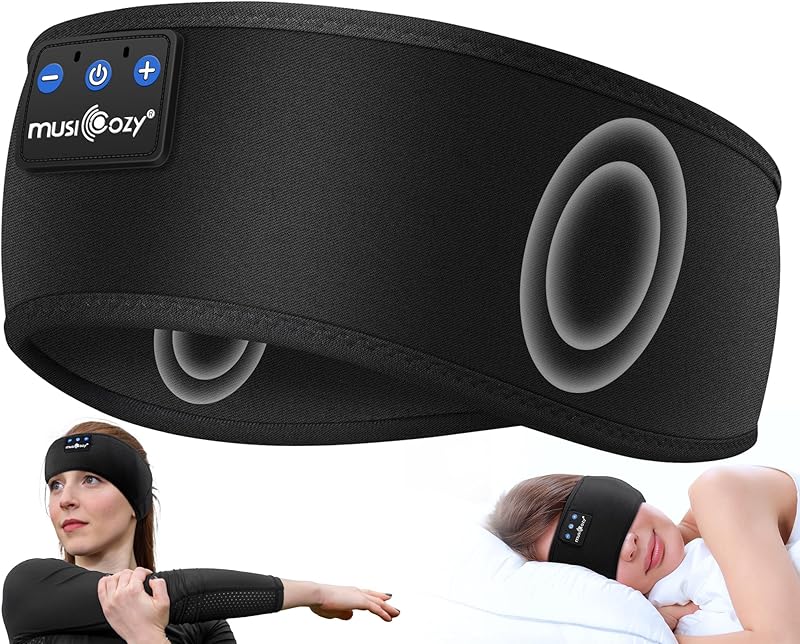 MUSICOZY Sleep Headphones Bluetooth 5.4 Headband, Sports Wireless Earphones Sweat Resistant Earbuds Sleeping Headphone with Ultra-Thin HD Stereo Speaker for Workout Running Cool Gadgets Unique Gifts