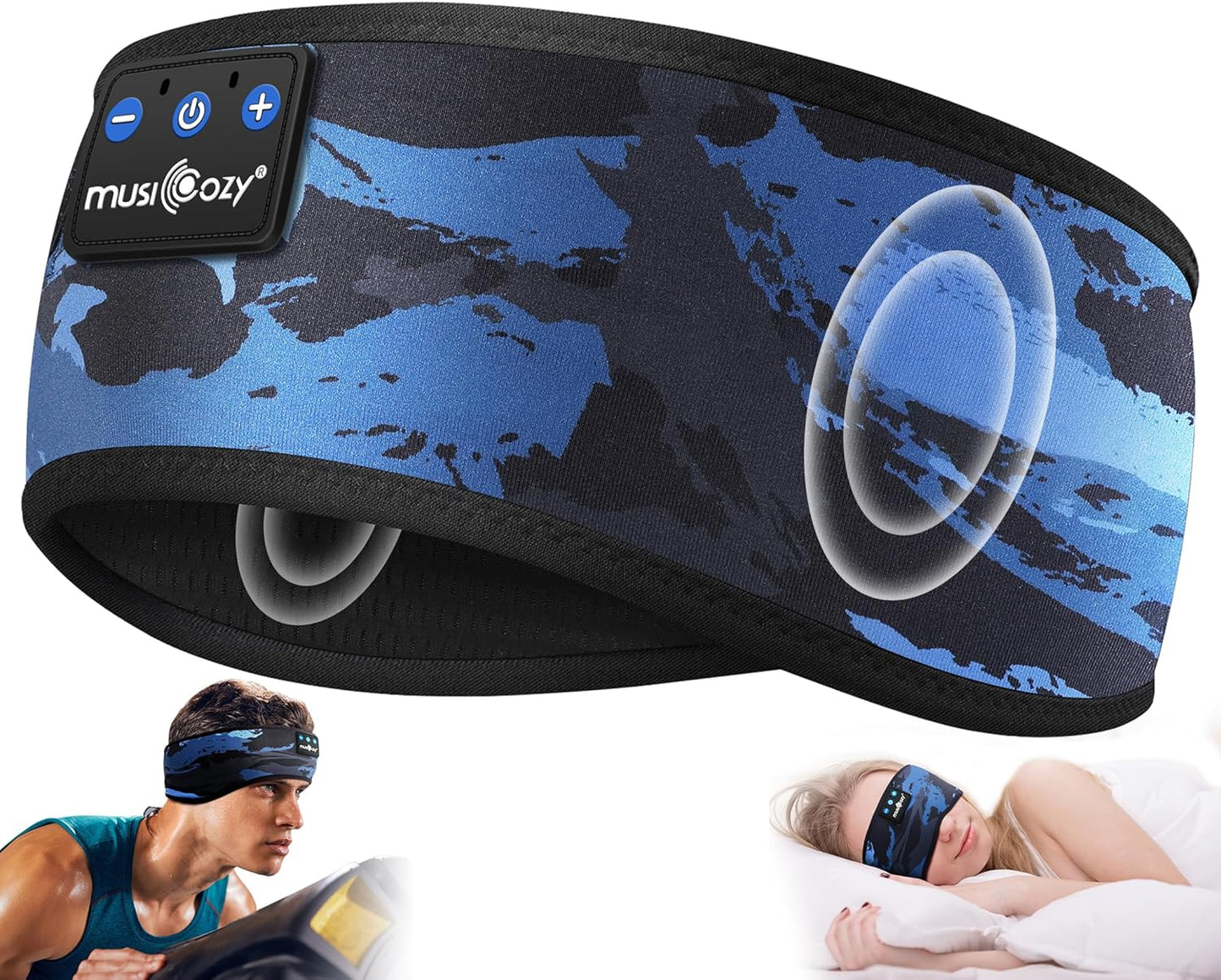 MUSICOZY Sleep Headphones Bluetooth 5.4 Headband, Sports Wireless Earphones Sweat Resistant Earbuds Sleeping Headphone with Ultra-Thin HD Stereo Speaker for Workout Running Cool Gadgets Unique Gifts