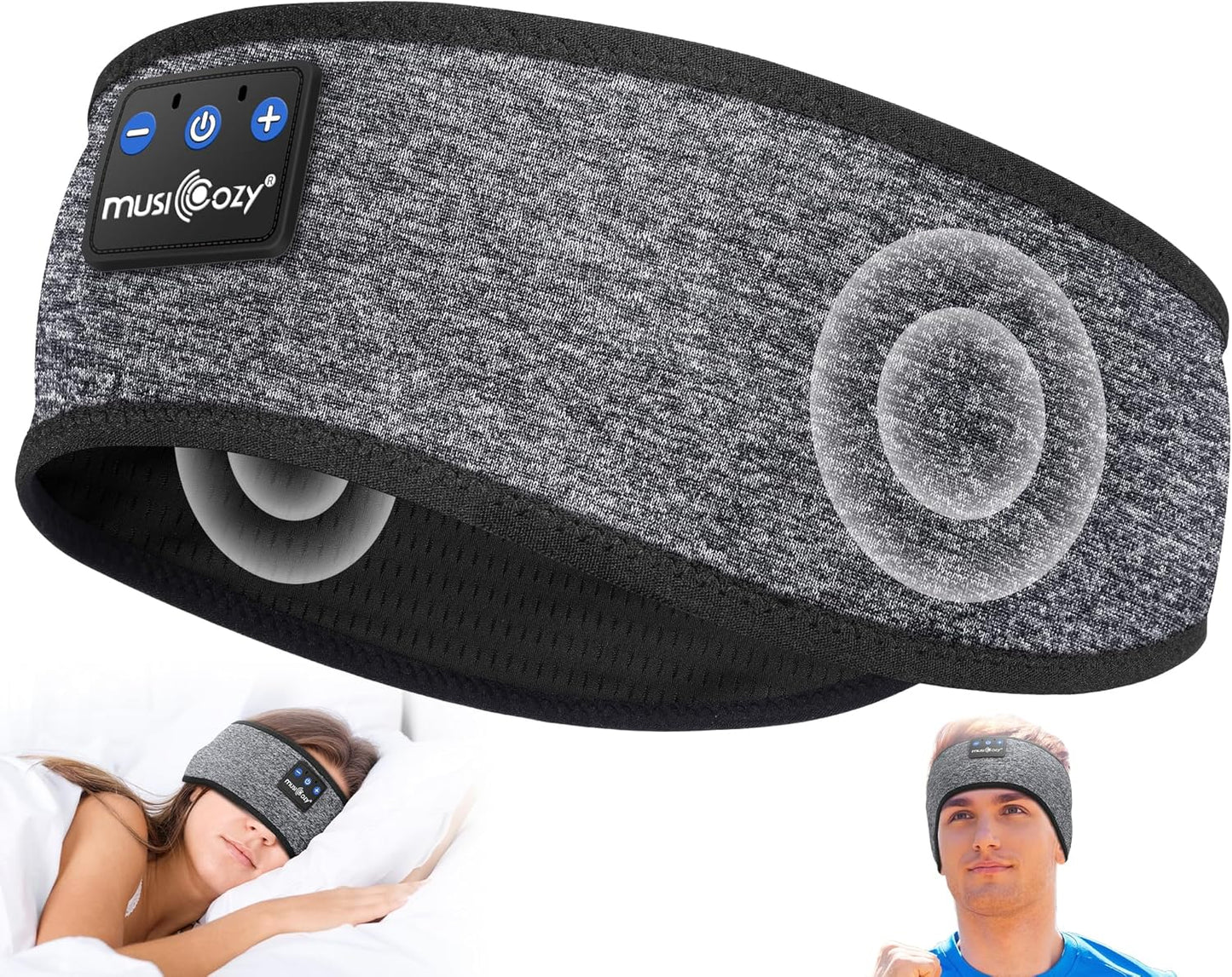 MUSICOZY Sleep Headphones Bluetooth 5.4 Headband, Wireless Earphones Music Sleep Earbuds Sleeping Eye Mask with HD Stereo Speakers for Workout Running Travel Yoga, Ideal Gifts for Women Men