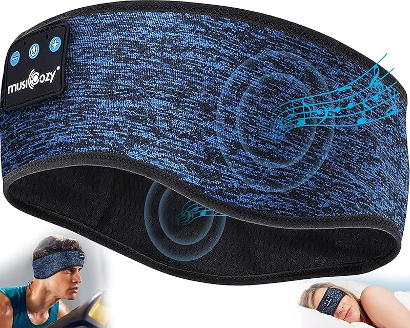 MUSICOZY Bluetooth 5.4 Sleep Headphones Headband, Wireless Music Earphones with Sleep Eye Mask, Cool Tech Gadgets for Women, Mom, Sports, Workout, Running, Unique Gifts