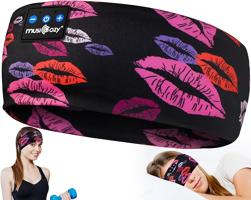 MUSICOZY Bluetooth 5.4 Sleep Headphones Headband, Wireless Music Earphones with Sleep Eye Mask, Cool Tech Gadgets for Women, Mom, Sports, Workout, Running, Unique Gifts