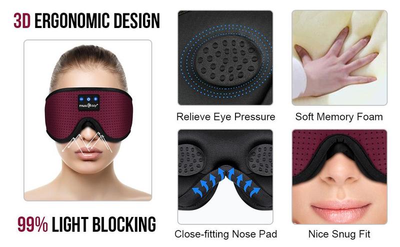 Ice silk eye mask Bluetooth Headphones Wireless,Suitable for side sleeping during lunch break Audio Electronic