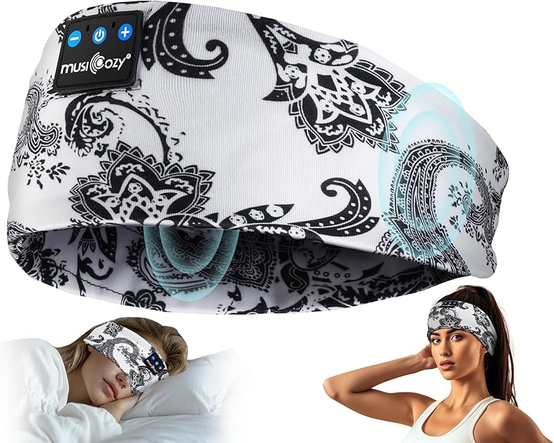 MUSICOZY Sleep Headphones Bluetooth Headband 5.4 Wireless Headband Headphones for Sleeping for Side Sleeper with Ultra-Thin HD Stero Speaker for Workout (Sunflower Blue)