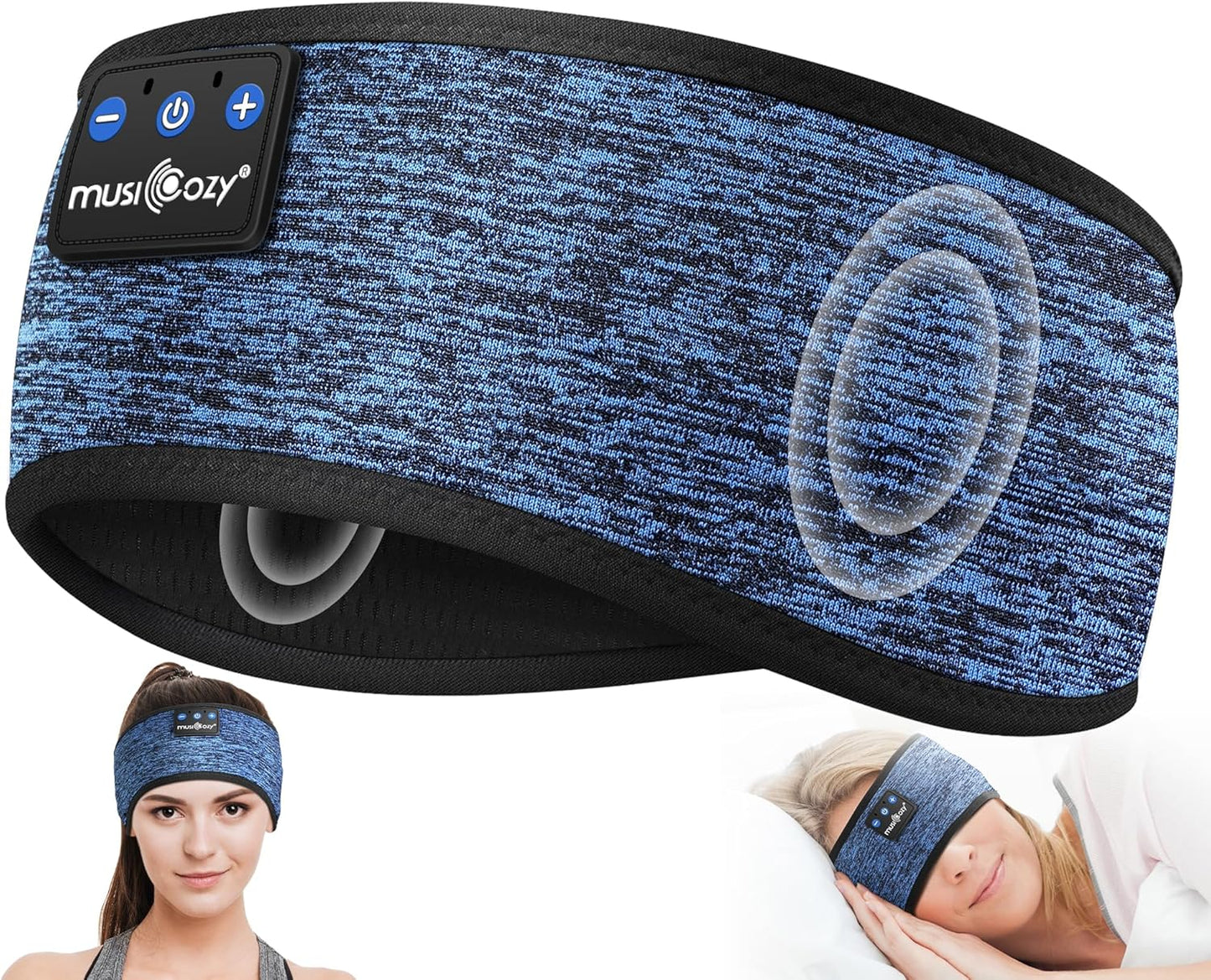 MUSICOZY Bluetooth 5.4 Headband Headphones for Sports and Sleep, Wireless Sleeping Eye Mask Earbuds Earphones for Side Sleepers Workout Running Cool Tech Gadget Unique Gift