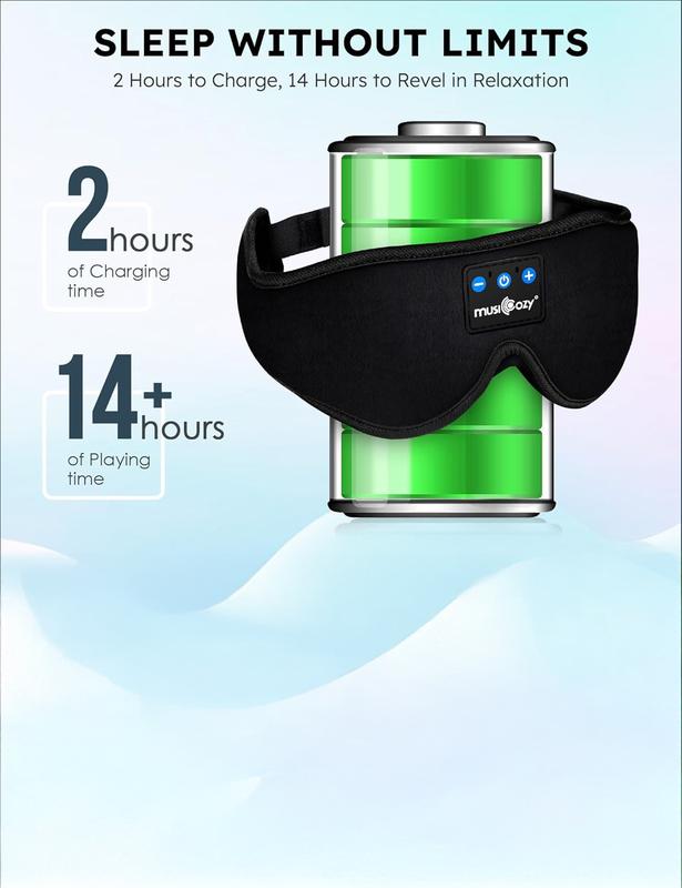 MUSICOZY Bluetooth sleep eye mask, a good helper for sleep, the gospel of side sleepers, ergonomic, suitable for lunch breaks, sleeping at night, listening to music, phone calls, men and women applicable