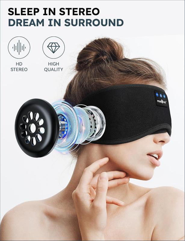 MUSICOZY Bluetooth sleep eye mask, a good helper for sleep, the gospel of side sleepers, ergonomic, suitable for lunch breaks, sleeping at night, listening to music, phone calls, men and women applicable