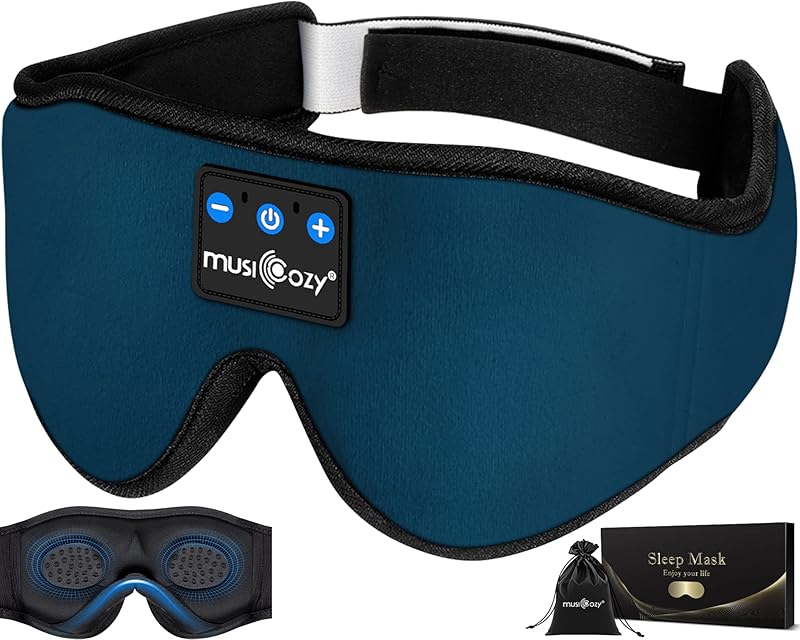 MUSICOZY Sleep Headphones Breathable Bluetooth 5.4 Headband 3D Sleeping Headphones, Wireless Eye Mask Earbuds Earphones for Side Sleeper Office Air Travel Cool Tech Gadgets Unique Gifts