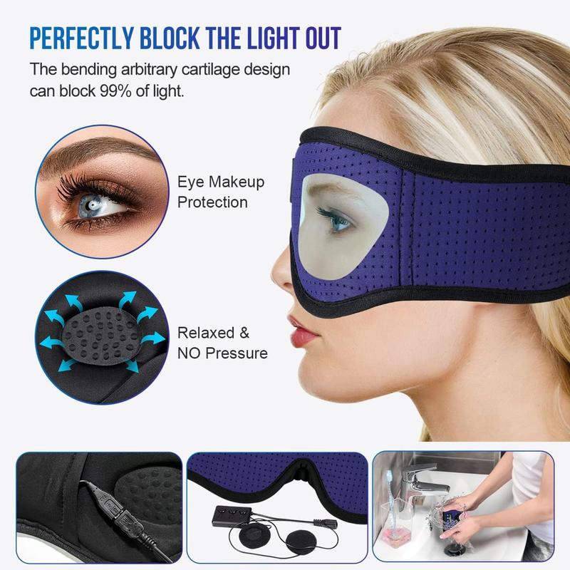 3D Eyemask Bluetooth Sleep Mask Breathable Headset,Provide 3D Comfort for Side Sleepers,Blackout Sleep Mask for Home,Travel,Christmas Gift