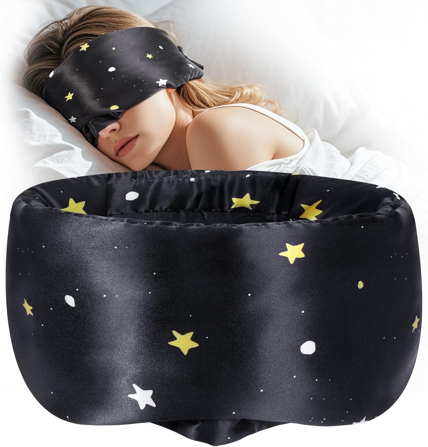 MUSICOZY Silk Sleep Mask for Women Men, Ultra-Soft Mulberry Silk Eye Mask with Adjustable Velcro Strap, Breathable Sleep Mask for Total Darkness, Perfect for Travel, Naps & Nighttime Rest