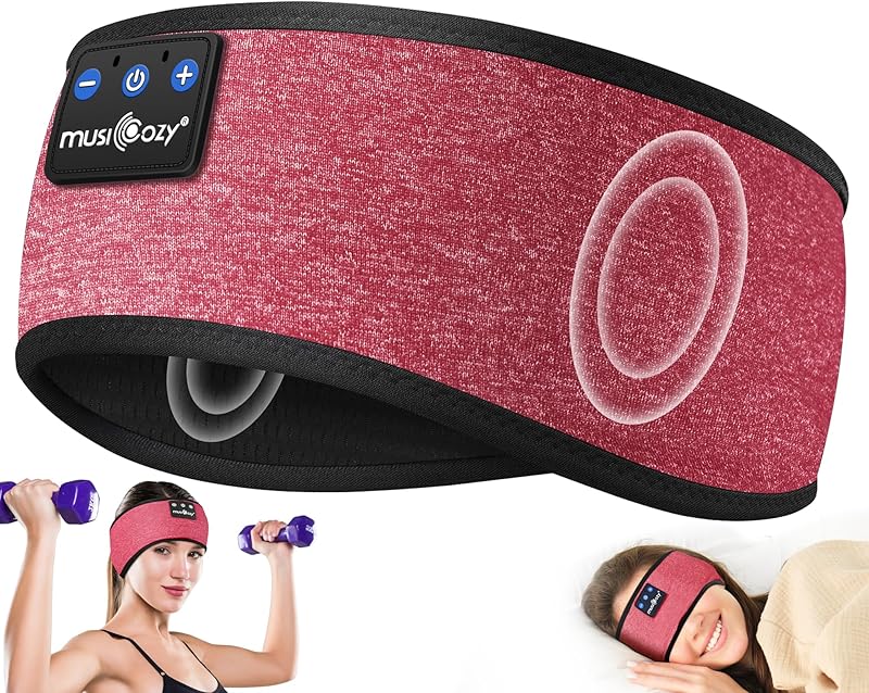 MUSICOZY Sleep Headphones Bluetooth 5.4 Headband, Sports Wireless Earphones Sweat Resistant Earbuds Sleeping Headphone with Ultra-Thin HD Stereo Speaker for Workout Running Cool Gadgets Unique Gifts
