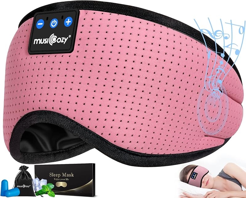 MUSICOZY Sleep Headphones Bluetooth 5.4 Headband Sleeping Eye Mask for Mom Women Men Wireless Music Earbuds Earphones for Side Sleepers Built-in HD Speakers Cool Gadgets Unique Gifts