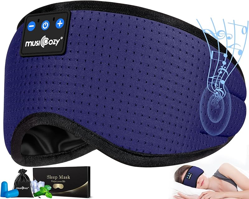 MUSICOZY Sleep Headphones Bluetooth 5.4 Headband Sleeping Eye Mask for Mom Women Men Wireless Music Earbuds Earphones for Side Sleepers Built-in HD Speakers Cool Gadgets Unique Gifts