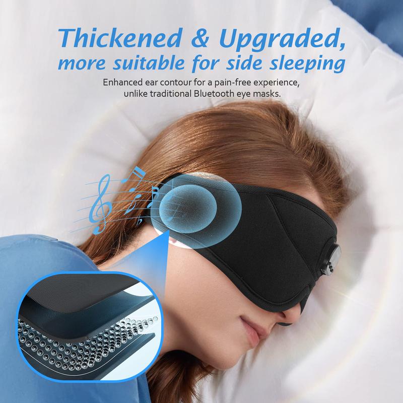Premium Music White Noise Sleep Headphones 3D Sleep Eye Mask | Best for Sleepers Audio Earbud Birthday Christmas Tablet Wireless Headset Electronic