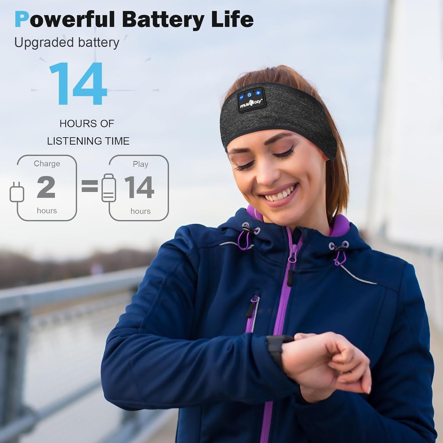 MUSICOZY Sleep Headphones Bluetooth Headband, Wireless Headband Headphones Sleeping Earbuds Ideal Christmas Unique Gifts for Men Women Girl Boys for Yoga Travel Cool Tech Gadgets