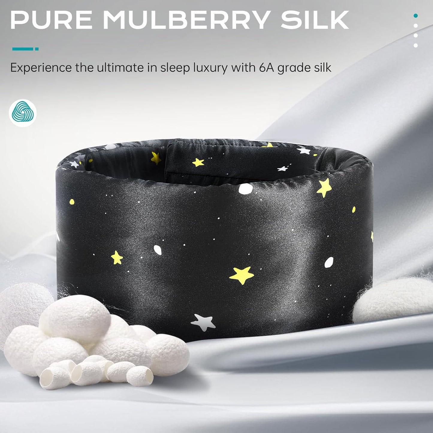 MUSICOZY Silk Sleep Mask for Women Men, Ultra-Soft Mulberry Silk Eye Mask with Adjustable Velcro Strap, Breathable Sleep Mask for Total Darkness, Perfect for Travel, Naps & Nighttime Rest