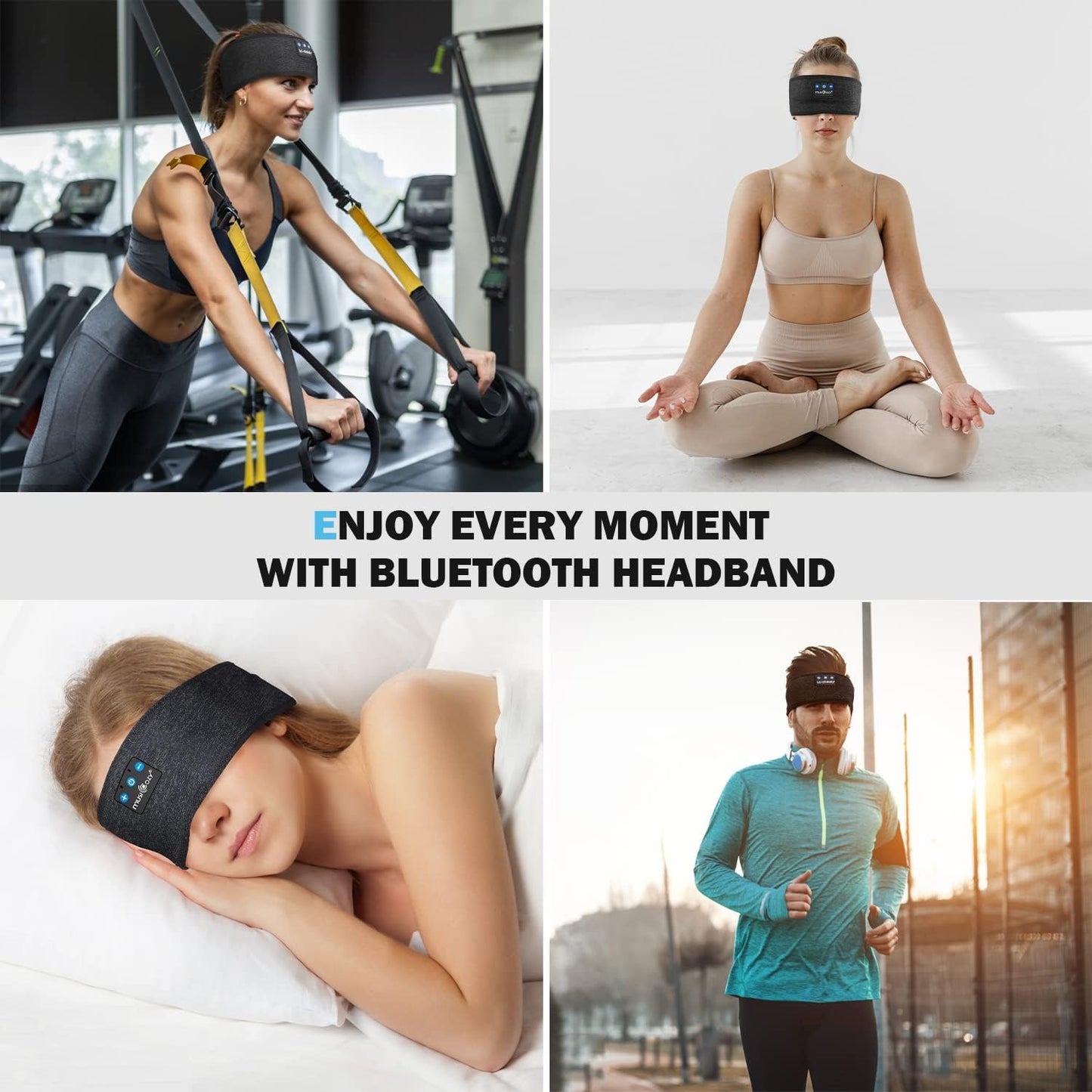 MUSICOZY Sleep Headphones Bluetooth Headband, Wireless Headband Headphones Sleeping Earbuds Ideal Christmas Unique Gifts for Men Women Girl Boys for Yoga Travel Cool Tech Gadgets
