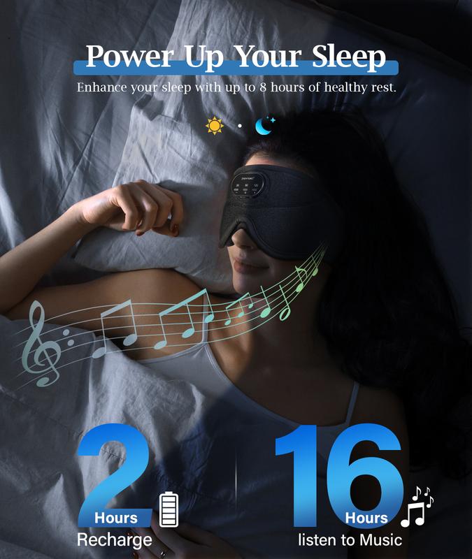 Premium Music White Noise Sleep Headphones 3D Sleep Eye Mask | Best for Sleepers Audio Earbud Birthday Christmas Tablet Wireless Headset Electronic
