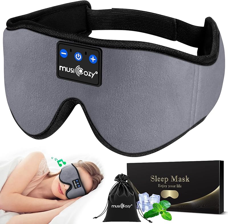 MUSICOZY Sleep Headphones Bluetooth 5.4 Headband Sleeping Eye Mask for Mom Women Men Wireless Music Earbuds Earphones for Side Sleepers Built-in HD Speakers Cool Gadgets Unique Gifts