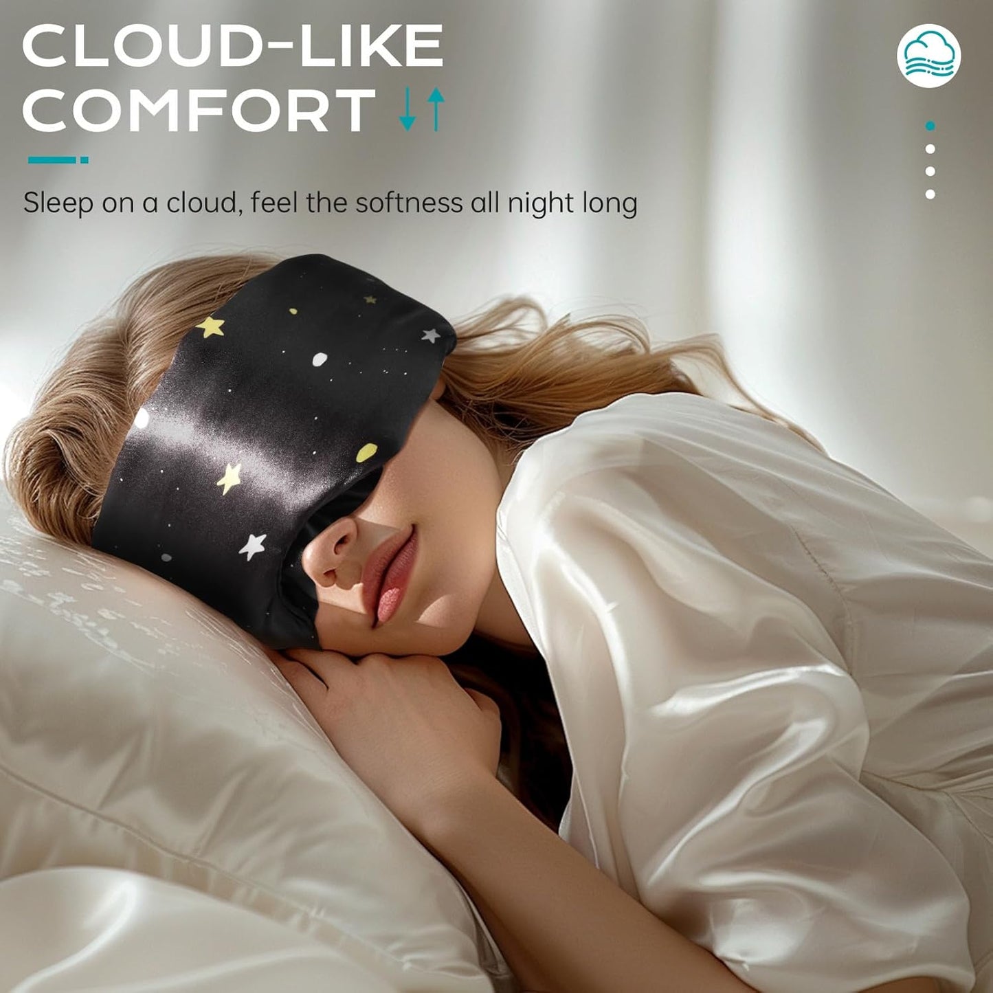 MUSICOZY Silk Sleep Mask for Women Men, Ultra-Soft Mulberry Silk Eye Mask with Adjustable Velcro Strap, Breathable Sleep Mask for Total Darkness, Perfect for Travel, Naps & Nighttime Rest