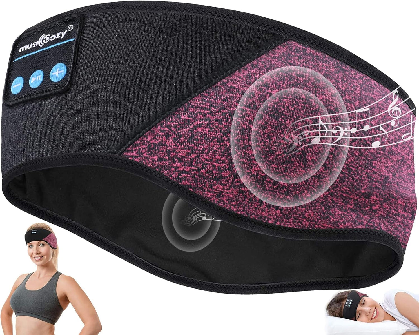 MUSICOZY Bluetooth 5.4 Sleep Headphones Headband, Wireless Music Earphones with Sleep Eye Mask, Cool Tech Gadgets for Women, Mom, Sports, Workout, Running, Unique Gifts