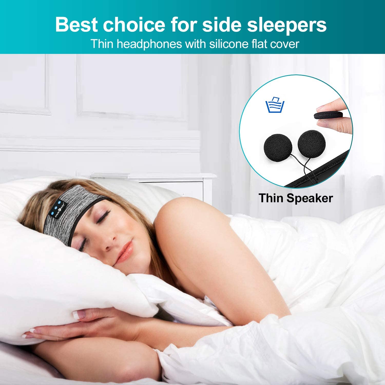 Sleep Headphones Bluetooth Headband Wireless Music Headband Headphones, Sports Sleeping Headband Headphones with Ultra-Thin HD Stereo Speakers Perfect for Side Sleepers Insomnia Workout, Jogging gery
