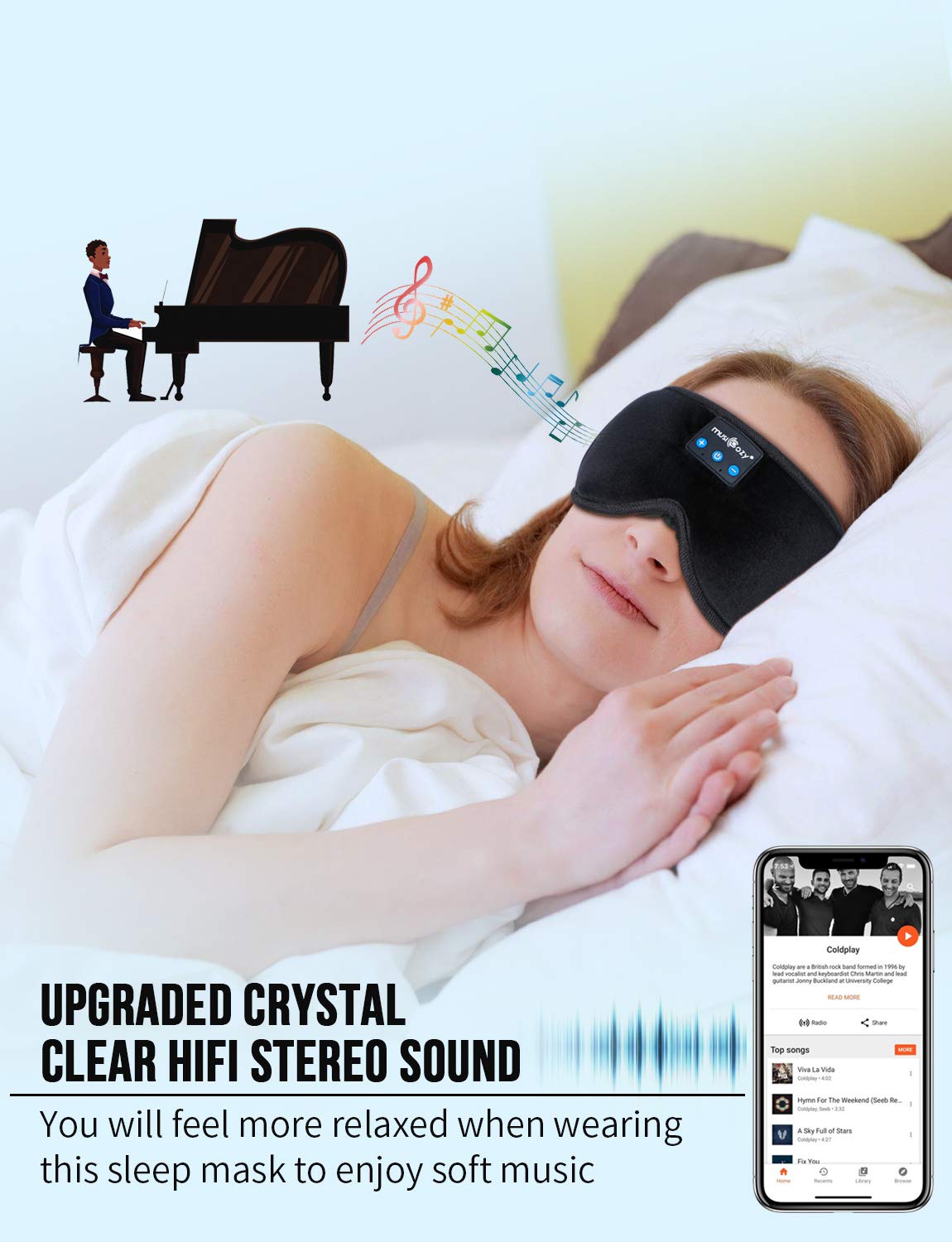 Sleep Headphones Bluetooth Wireless Sleeping Eye Mask, Office Travel Unisex Valentine's Gifts Men Women Who Have Everything Top Cool Tech Gadgets Unique Mom Dad Her Him Adults Teen Boys Girls